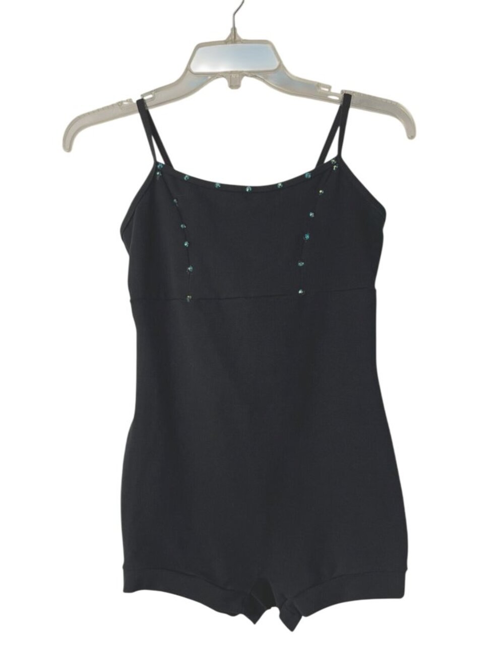 Weissman Adult Medium Black Dance Leotard Rhinestone Camisole Unitard CL7837 Use